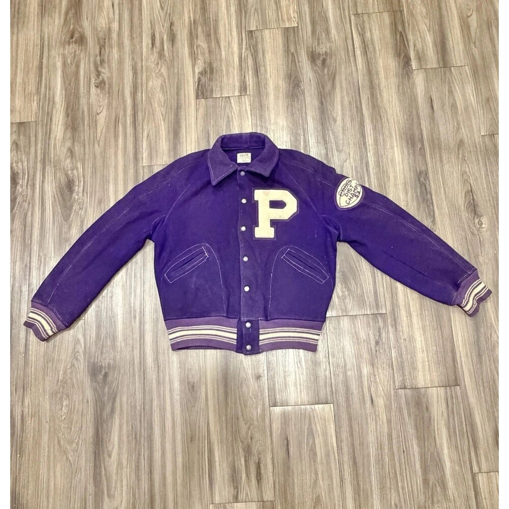 Vintage 1953 Paschal HS Fort Worth District Champs Wool Letterman Jacket Size 42